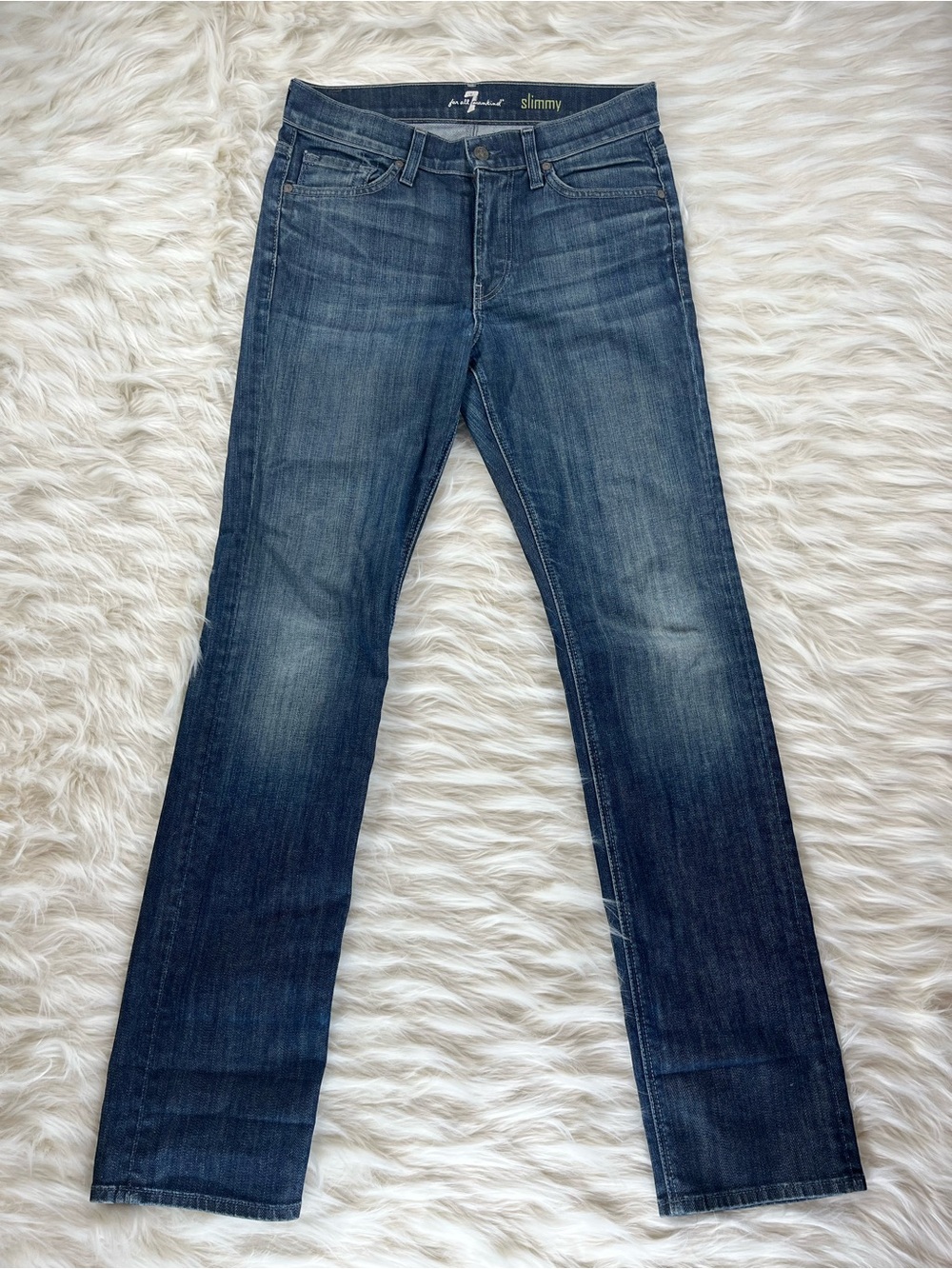 7 For All Mankind Slimmy Jeans Men's 30x33 Mid Rise Slim Fit Medium Wash